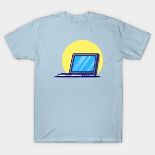 Laptop Cartoon Vector Icon Illustration (2) T-Shirt